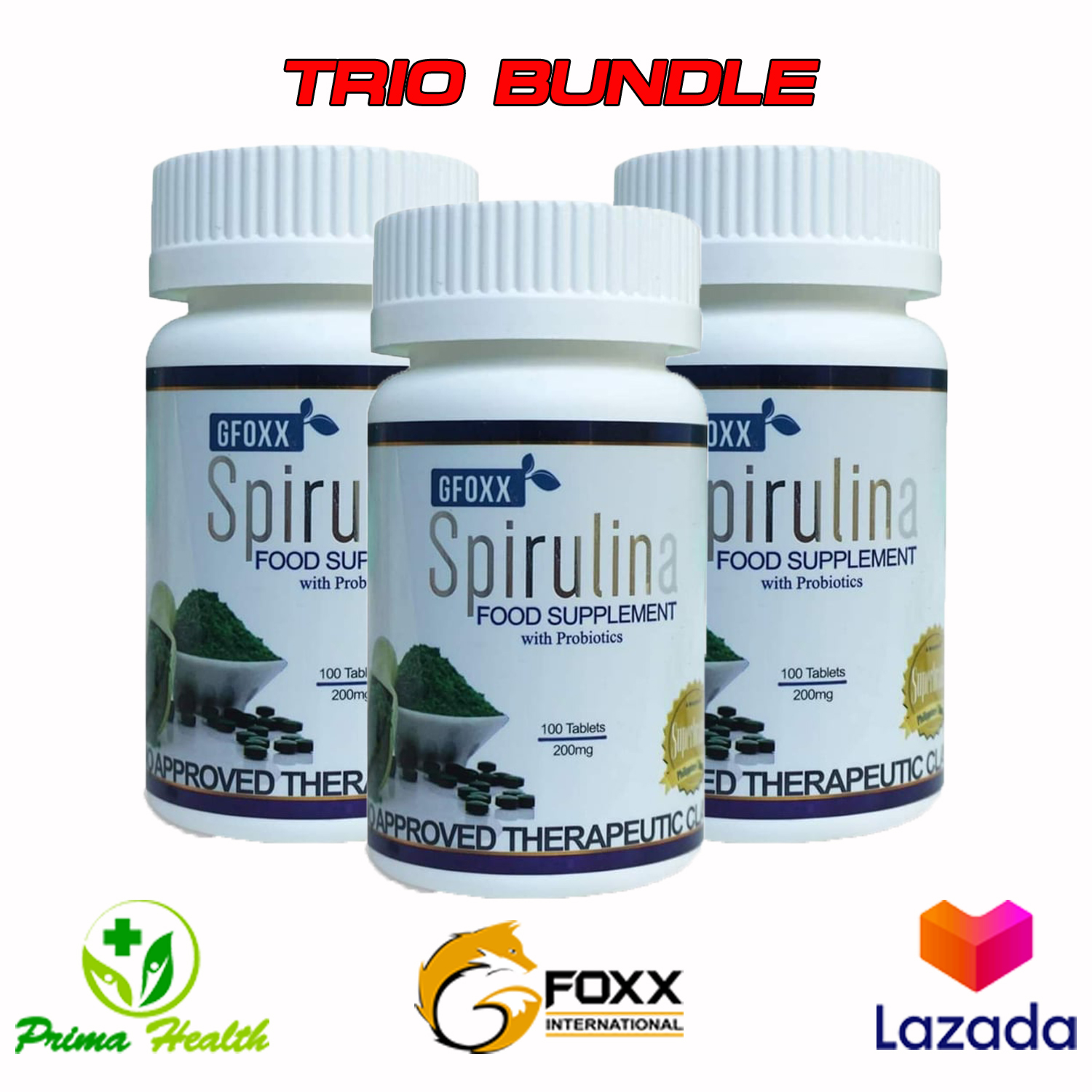 Prima Health Spirulina Super Saver Bundle (3 Bottles), Probiotics