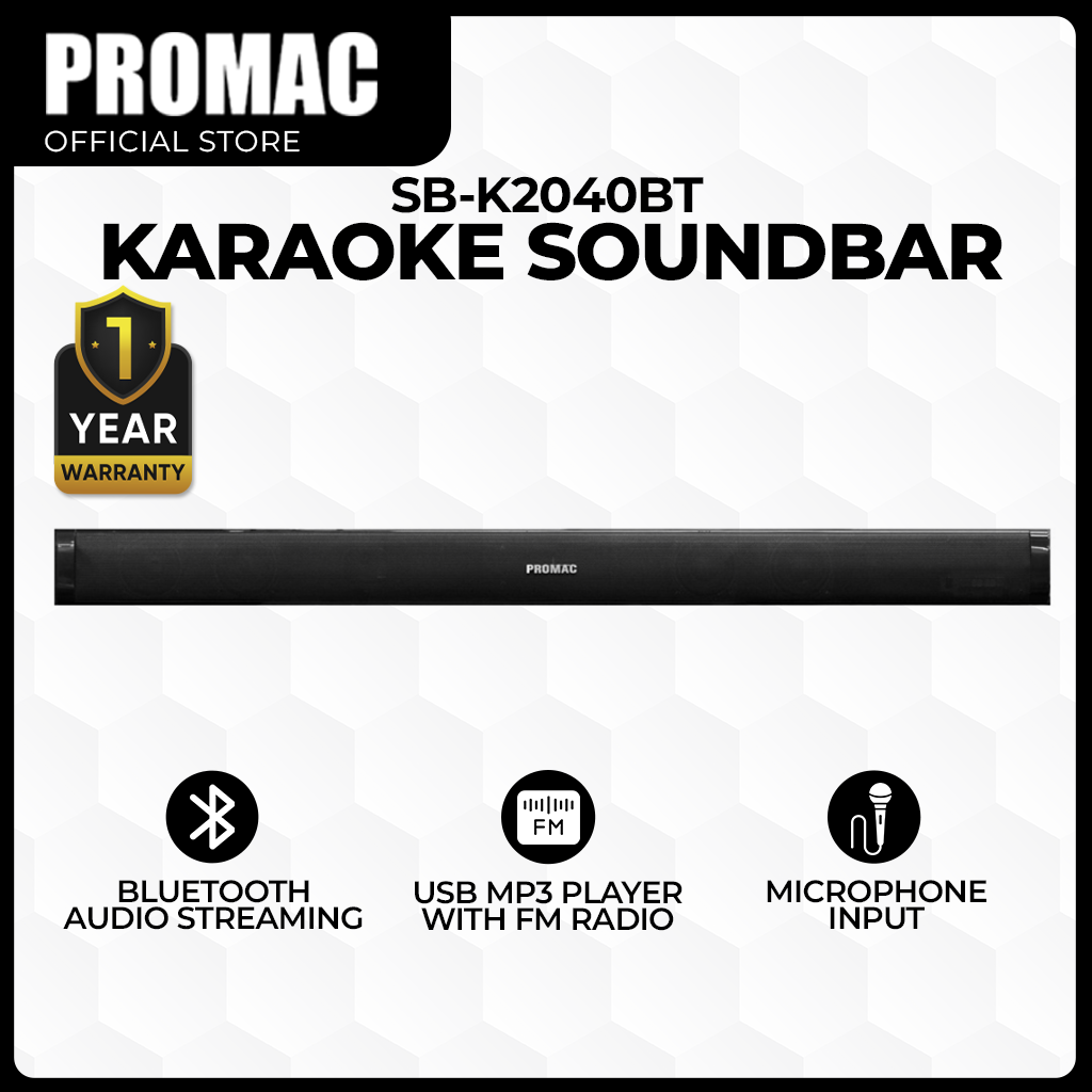 Promac SB-K2040BT Karaoke Soundbar 4-Speaker Stereo with Free Mic