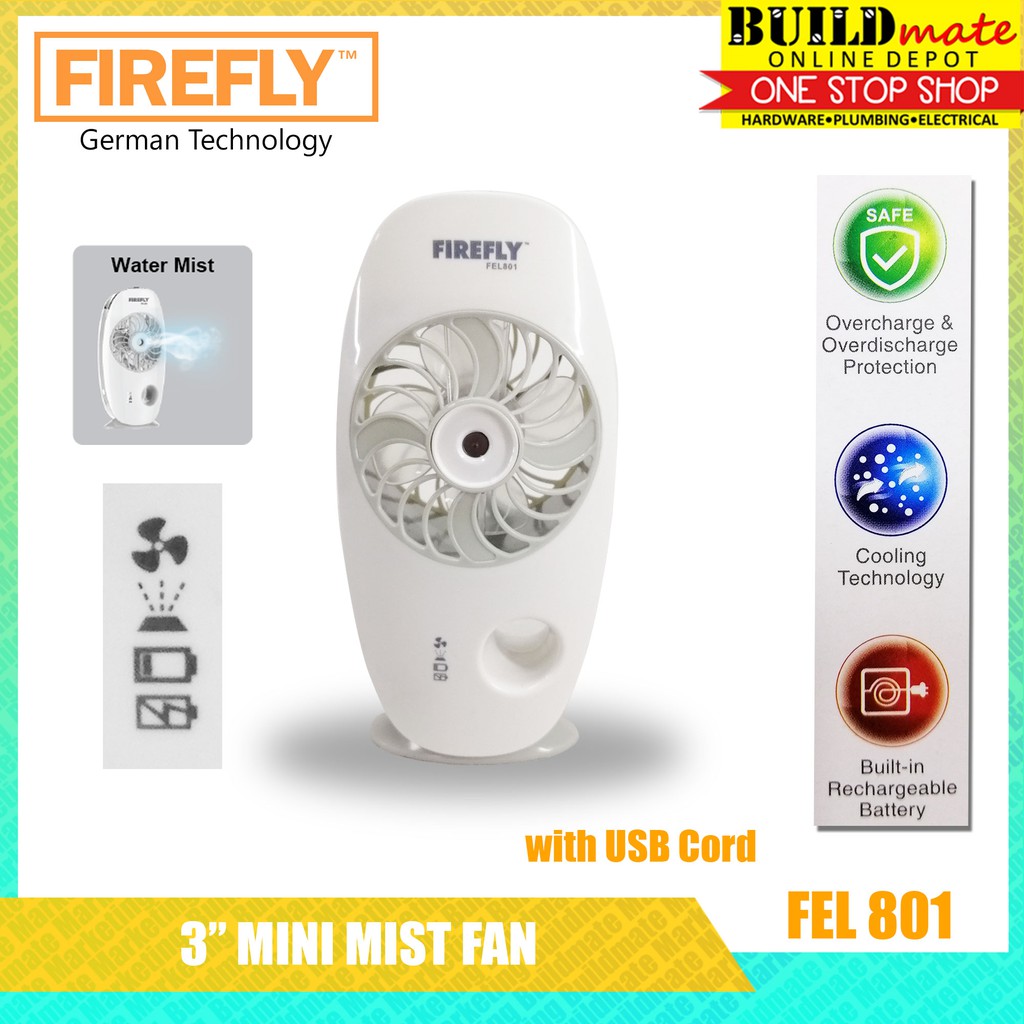 lI]FIREFLY 3" Multi functional Handy Mist Fan FEL801 with Builtin