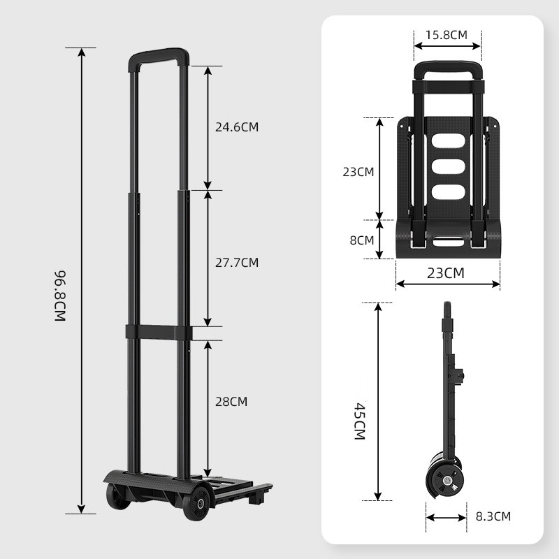 70kg Folding Portable Push Trolley Cart Travel Cart Adjustable Home