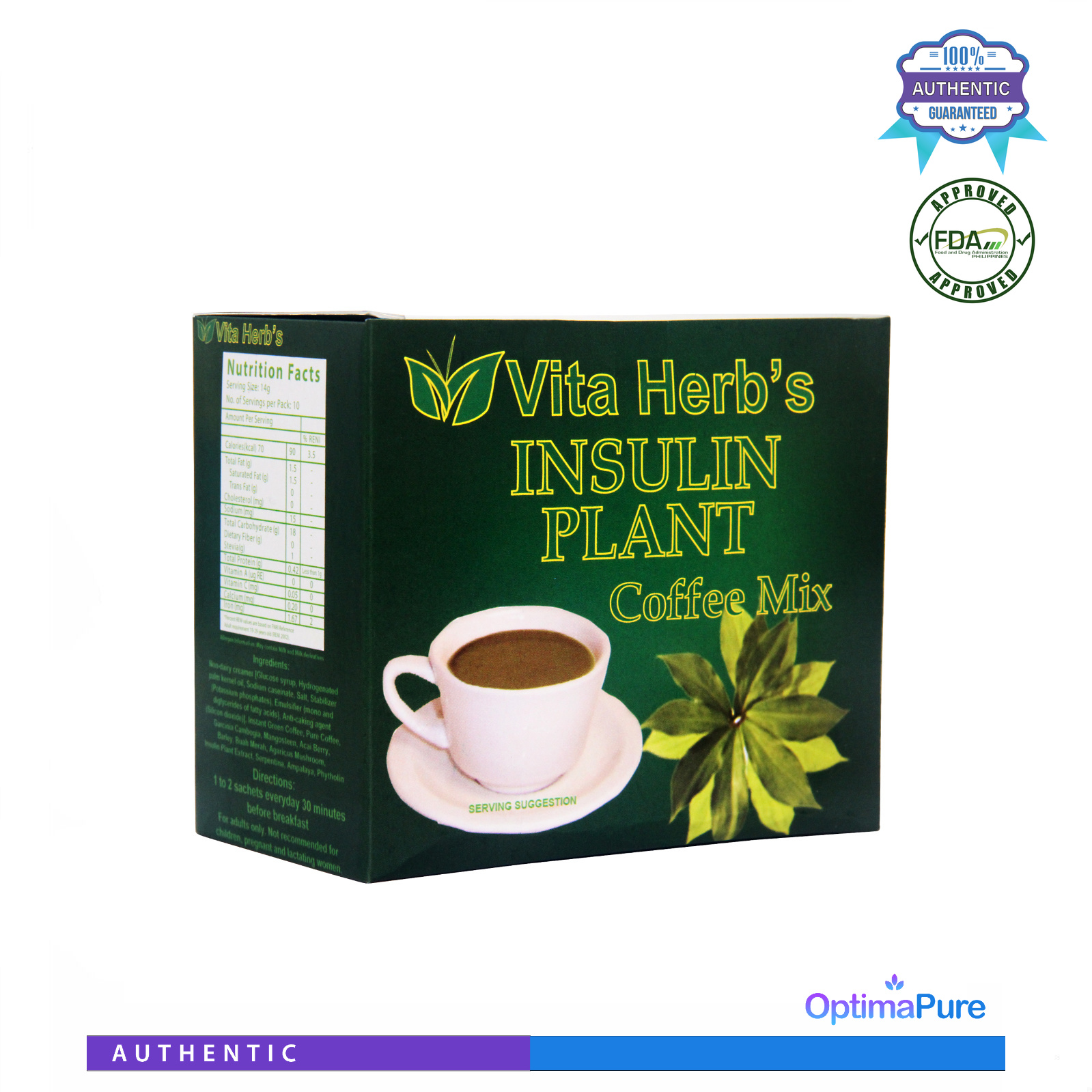 Vita Herbs Insulin Plant Coffee Mix (w/ Stevia) 10s Lazada PH