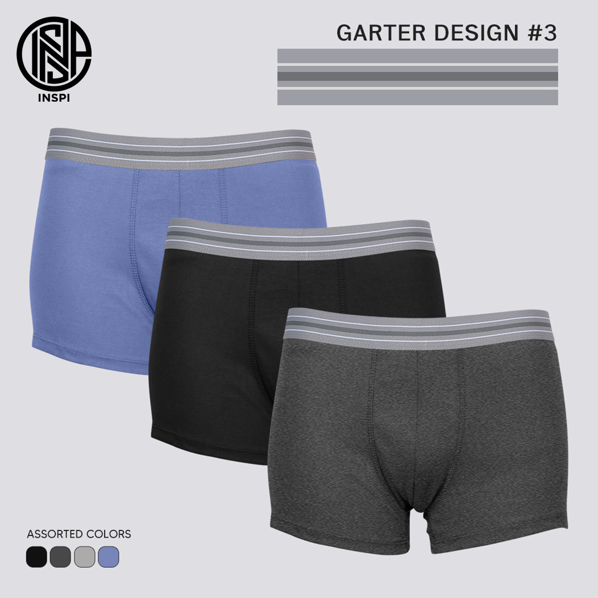 INSPI 3pcs Set Plain Boxer Brief for Men Boxers Shorts Underwear