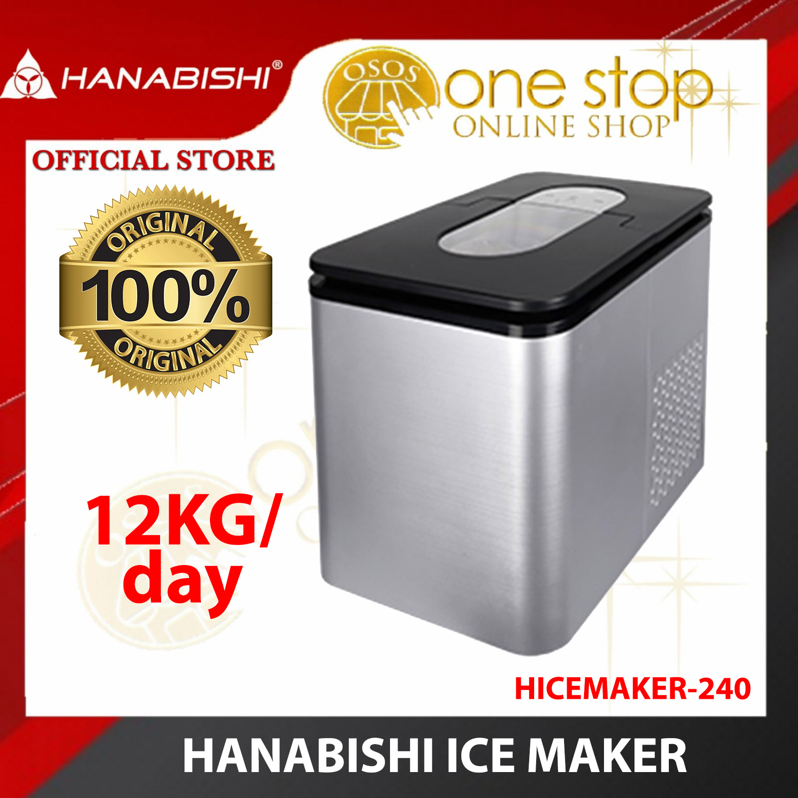 Hanabishi Original Ice Maker 12kg HICEMAKER240 •OSOS• Lazada PH