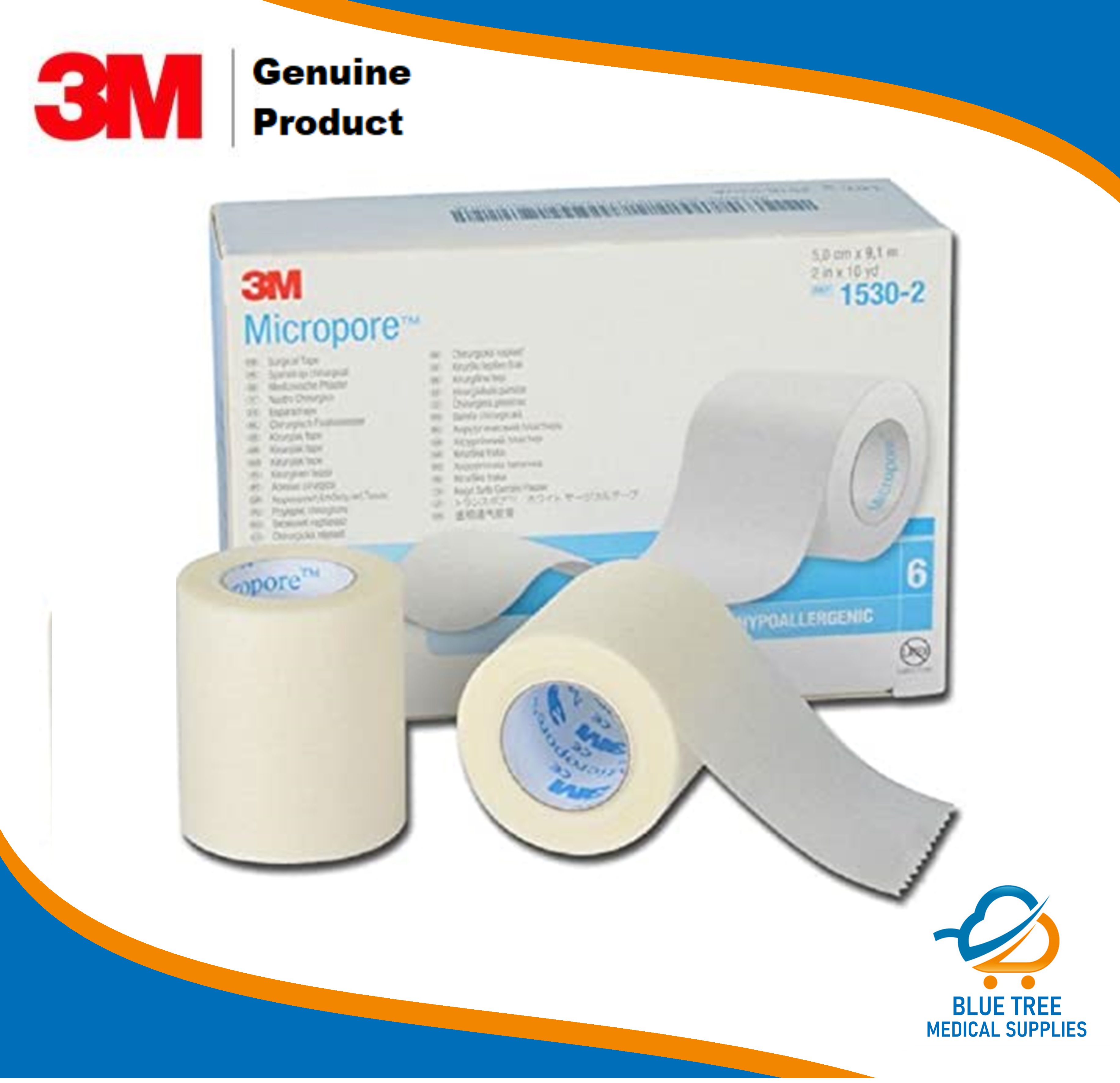 3M Micropore Surgical Tape 2 Inches (6 pieces/box) or 1 inch (12 pieces