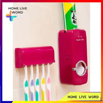 Wall Mount Automatic Toothpaste Dispenser and Toothbrush Holder