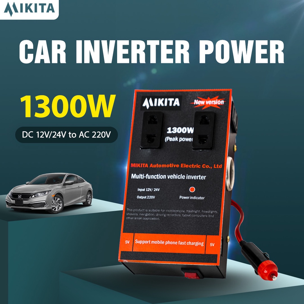 MIKITA Car Inverter 12V/24V to 220V Power Converter Car Battery Anti