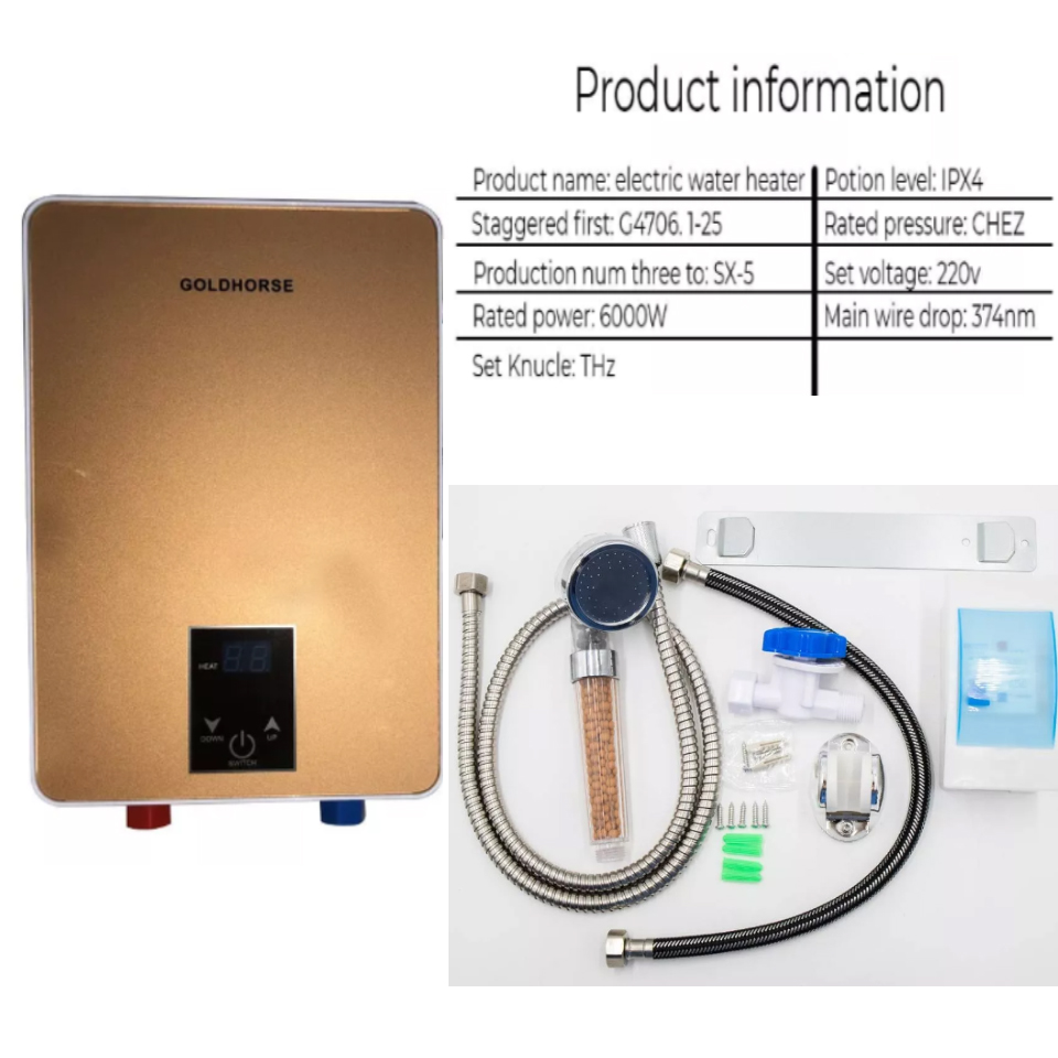 6000W high quality bathroom water heater, constant temperature, instant