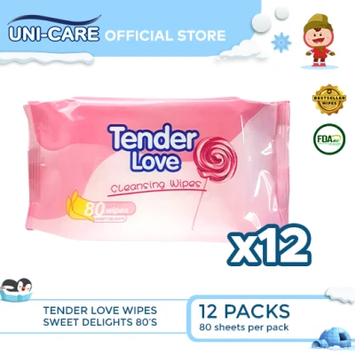 Tender Love Sweet Delights Cleansing Wipes 80's Pack of 12