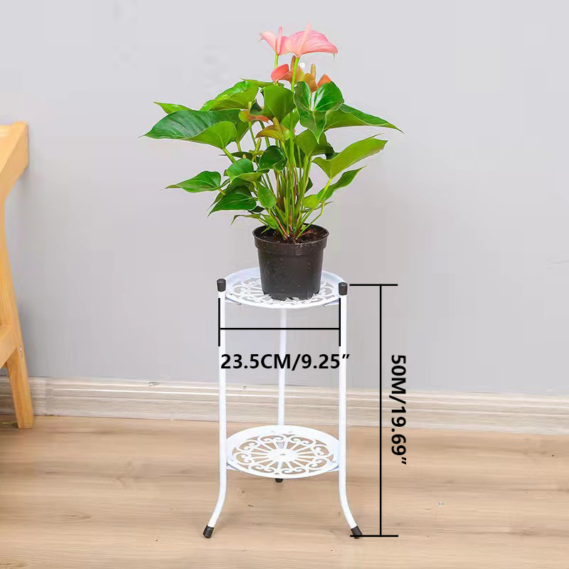 SM 2 Layers Plant Stand Metal Flower Pot Stand For Plant Rack Indoor