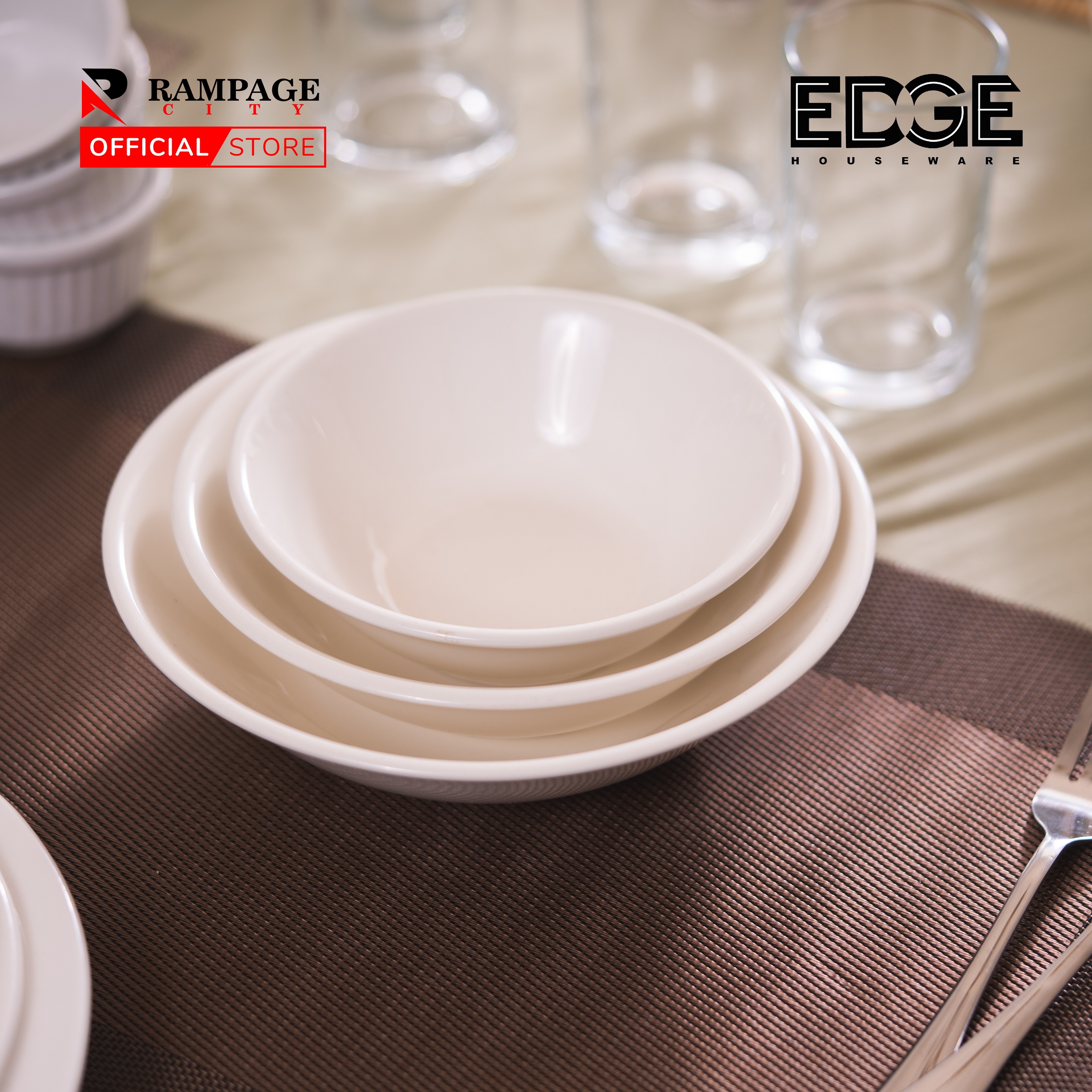 Edge Ceramic Soup Bowl set of 6 White Bowls – Rampage City