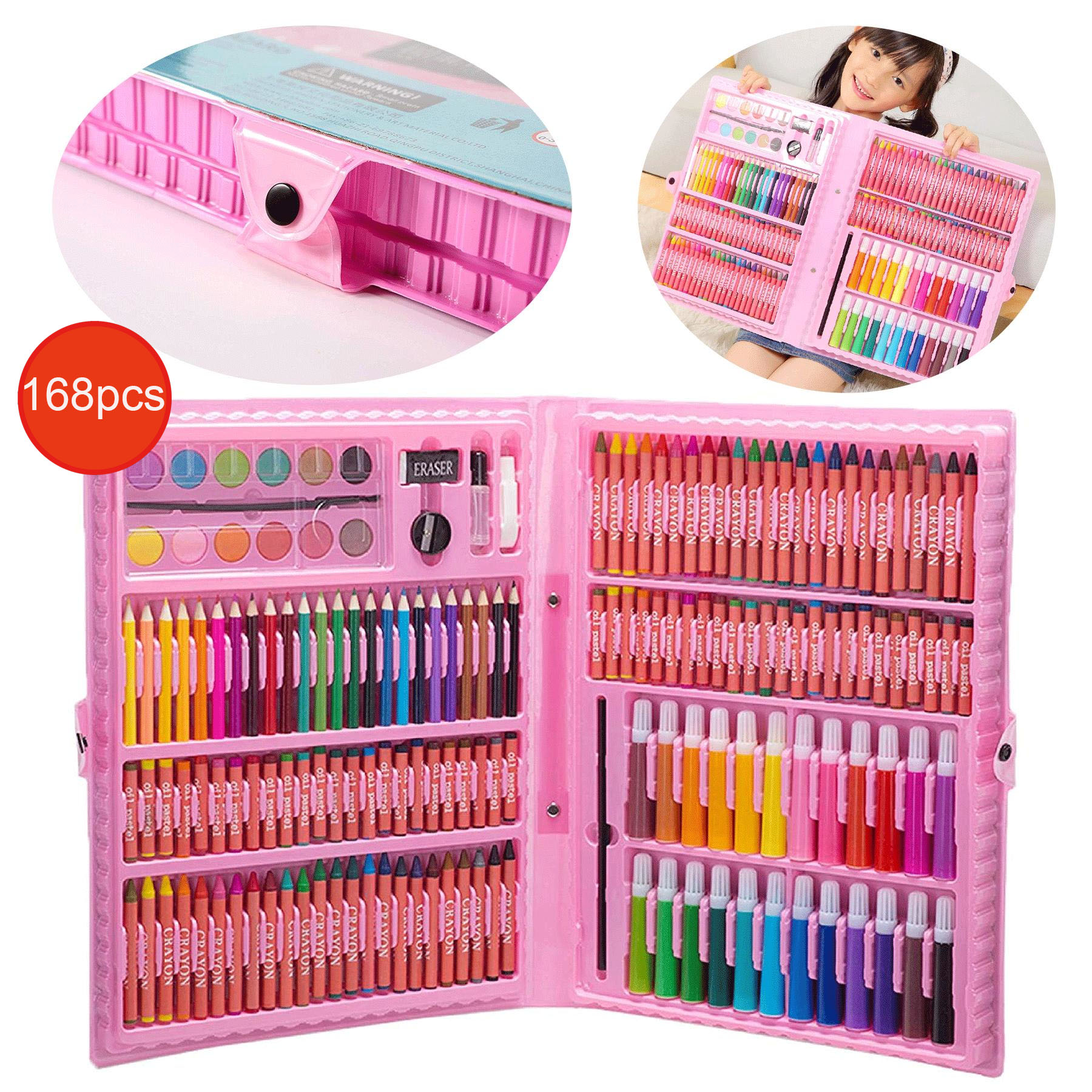 H&B 208 PCS Pink Art Set & Drawing kit for Kids