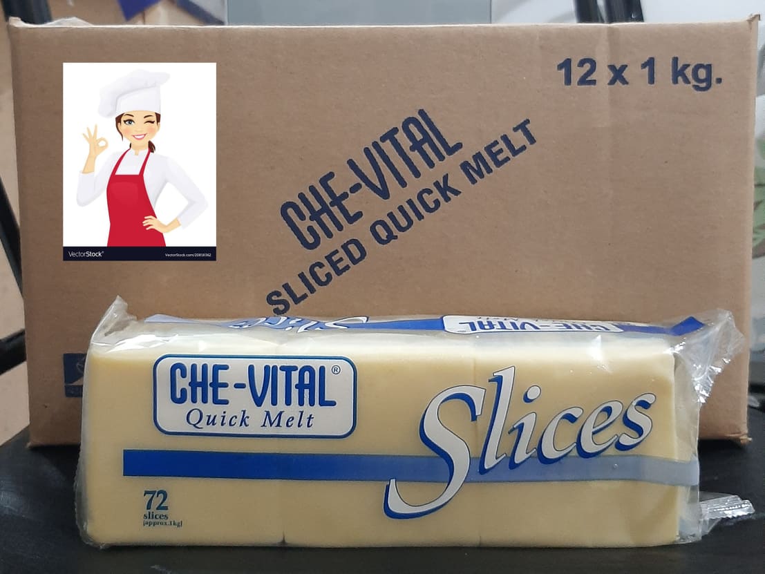 (1 Case) 100 Quickmelt Cheese 72 slices 1kg (CheVital) Chevital Fast
