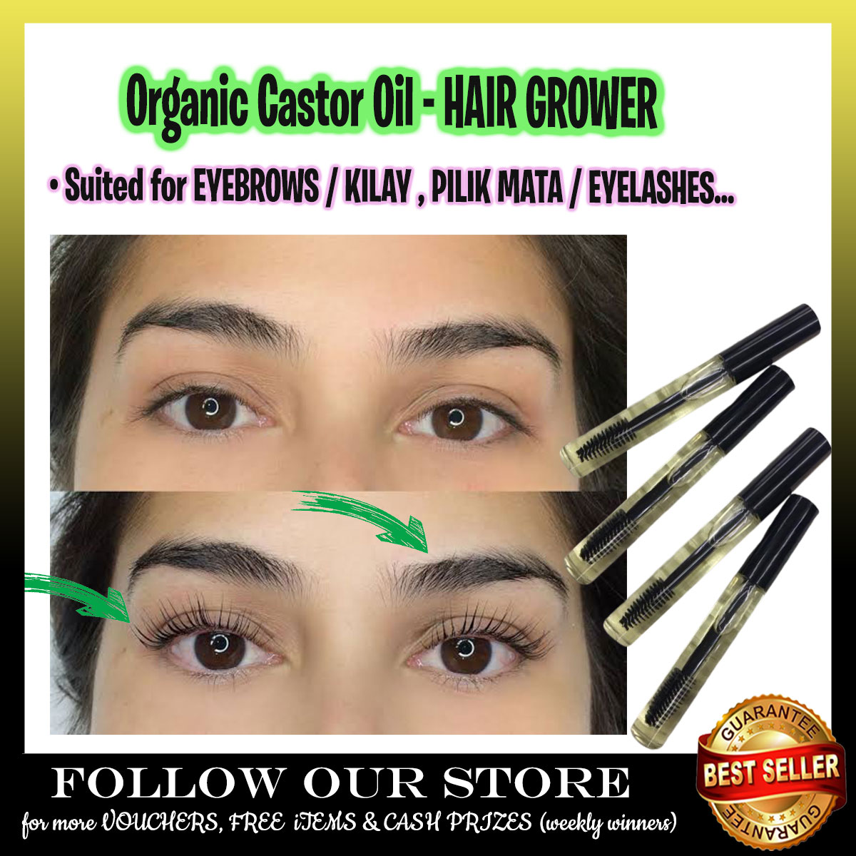 100% ORGANIC CASTOR OIL with aloe vera FOR EYELASHES AND EYEBROWS , Eyebrow  Grower ,Eyelash Grower | Pure Natural Organic Carrier Oil for Stimulates  Growth for Eyelashes, Eyebrows, Hair, Eyelash Growth Serum |