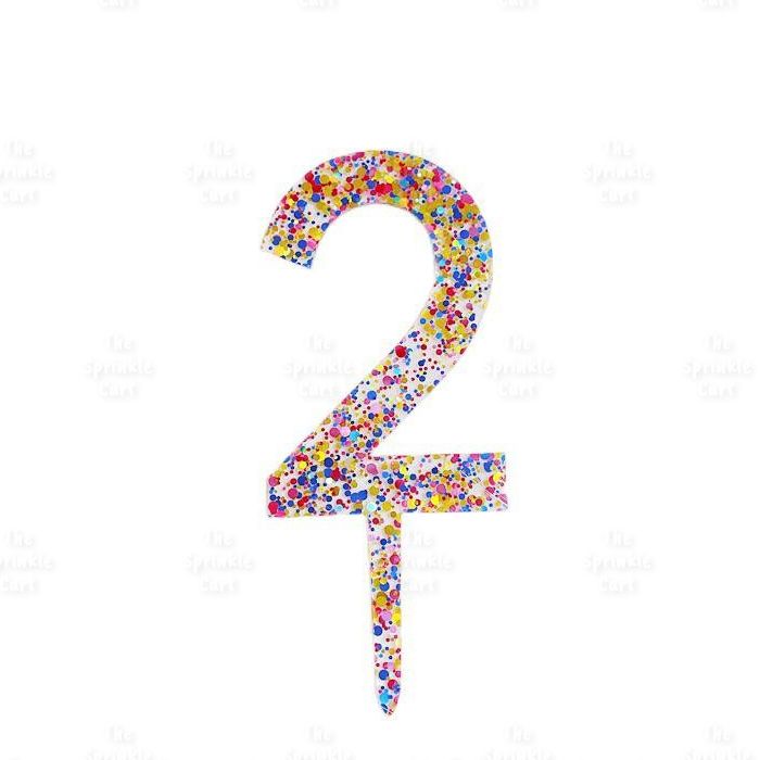 Acrylic Number Cake Topper Glitter Gold Crown Plain Big Colorful Number ...