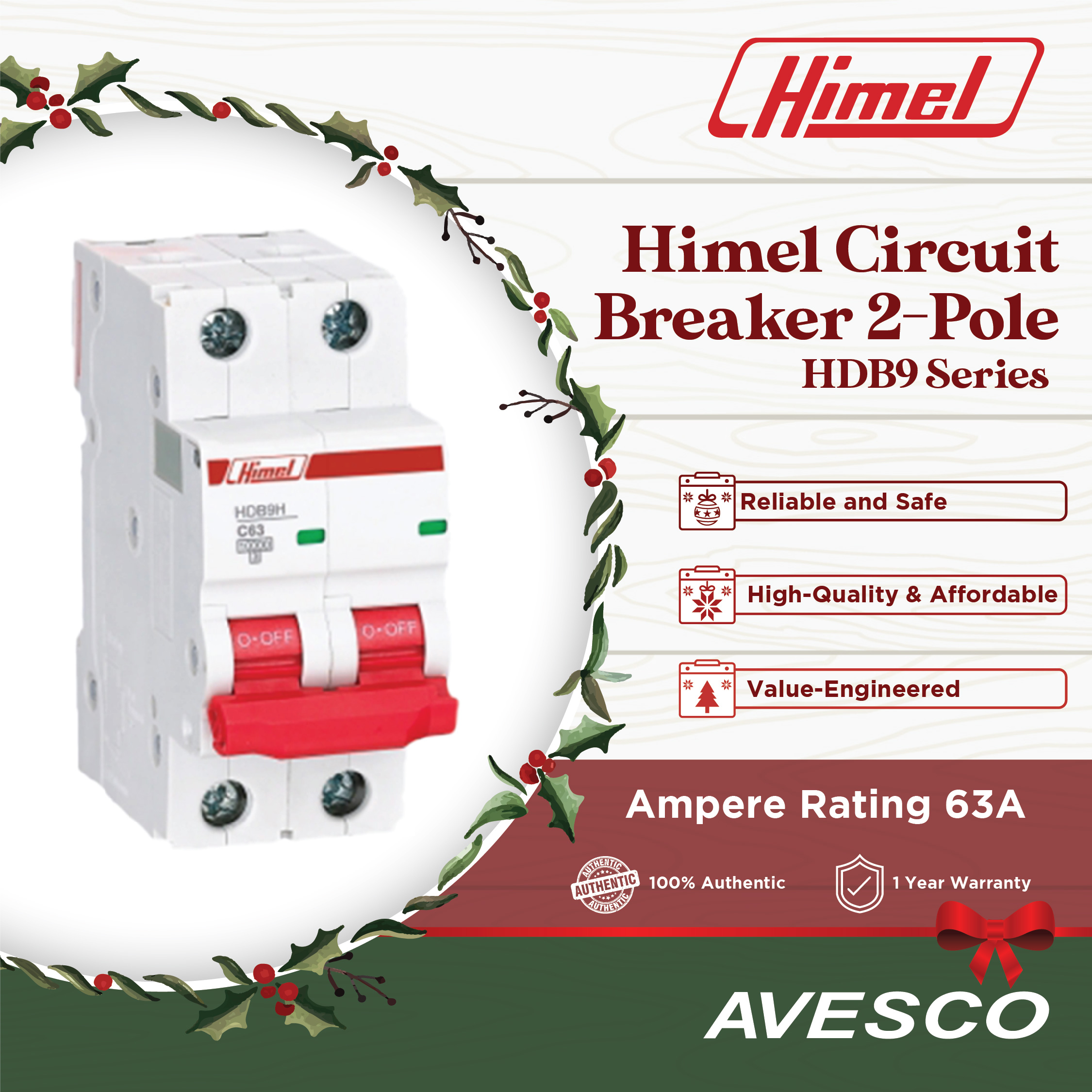 vvf 2.0x3a （Himel Circuit Breaker | HDB9 Series | 2-pole 10kAIC C 