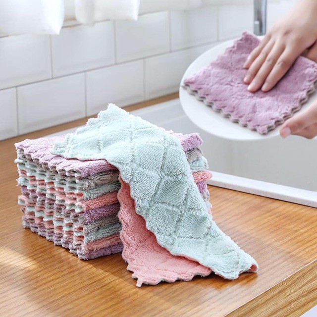 1/3/5/10pcs Dish Towels Kitchen Cloth Premium Dishcloths 2021 Super  Absorbent Coral Velvet Dishtowels Nonstick Oil Washable Quick Drying