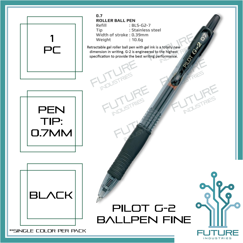 Pilot G2 7 Black, Fine Gel Pen, 0.7MM - 31020