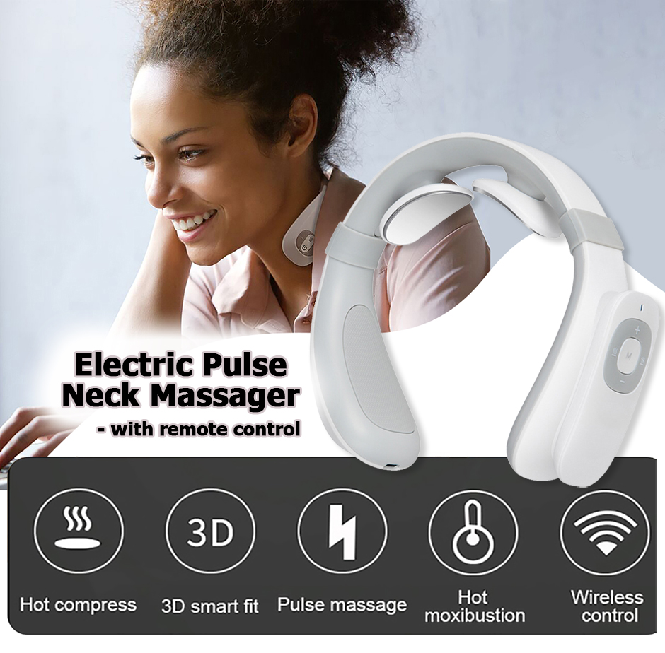 Remote Control 3d Pulse Neck Massager Hot Compress Cervical