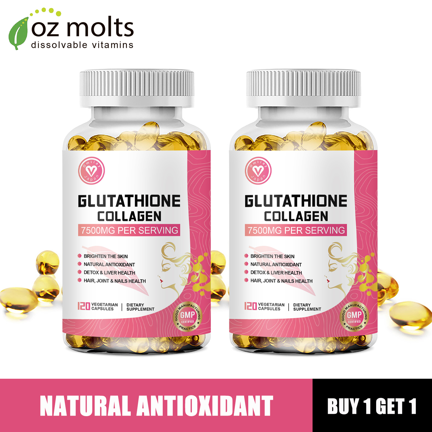 Ozmolts Glutathionte With Collagen Capsules Age Defy Whitening Glowing Skin  Capsules Improve Immune System Hyaluronic Acid Whitening Capsule Glutathione  White 60 Capsules Beauty Supplement | Lazada PH