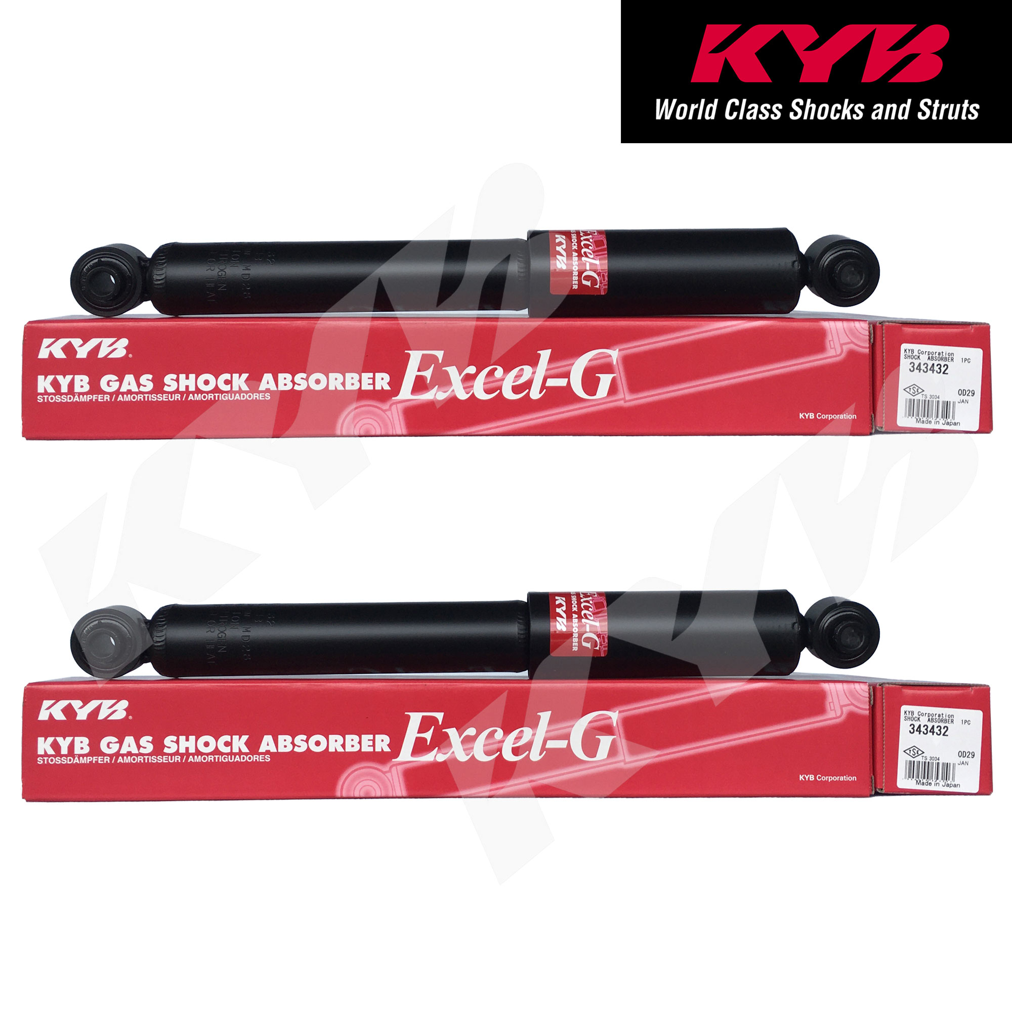 KYB 343432 for Hyundai Eon 0.8, Atos 2012 2017 Set of 2 Rear Gas