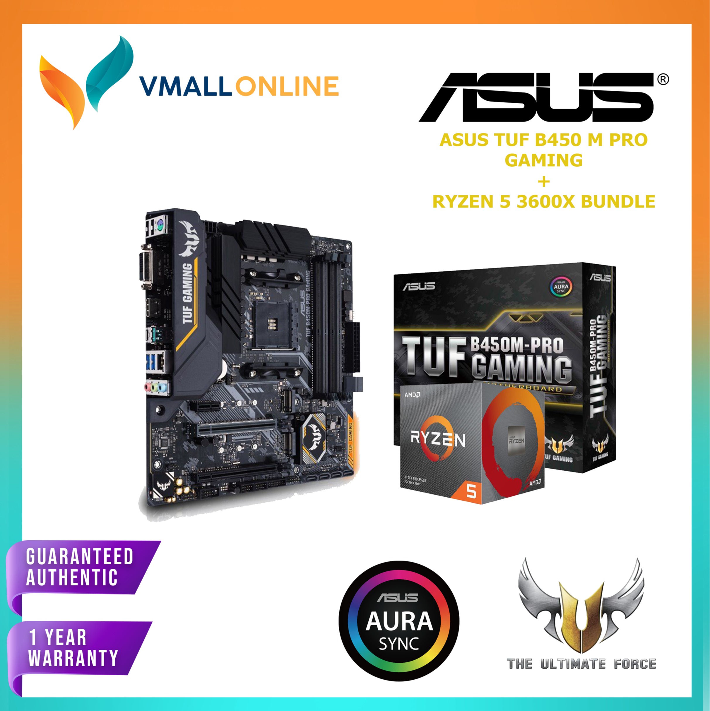 Asus AMD TUF B450 M Pro mATX gaming motherboard with Aura Sync RGB ...