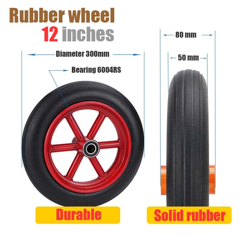 Heavy duty Rubber wheels 12 inches Solid Rubber caster Push cart