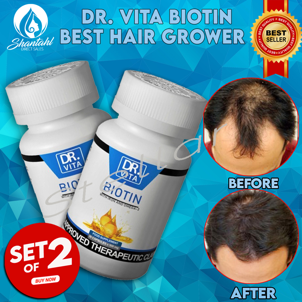 SET OF 2! DR.VITA BIOTIN with Iron and Omega 3 for MEN Anti Hair Loss