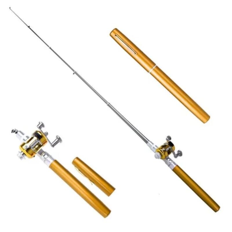 Pocket Size Fishing Rod Set Telescopic Pocket Pen Fishing Rod Fishing Rod  and Reel Combo with Mini Trolling Reel