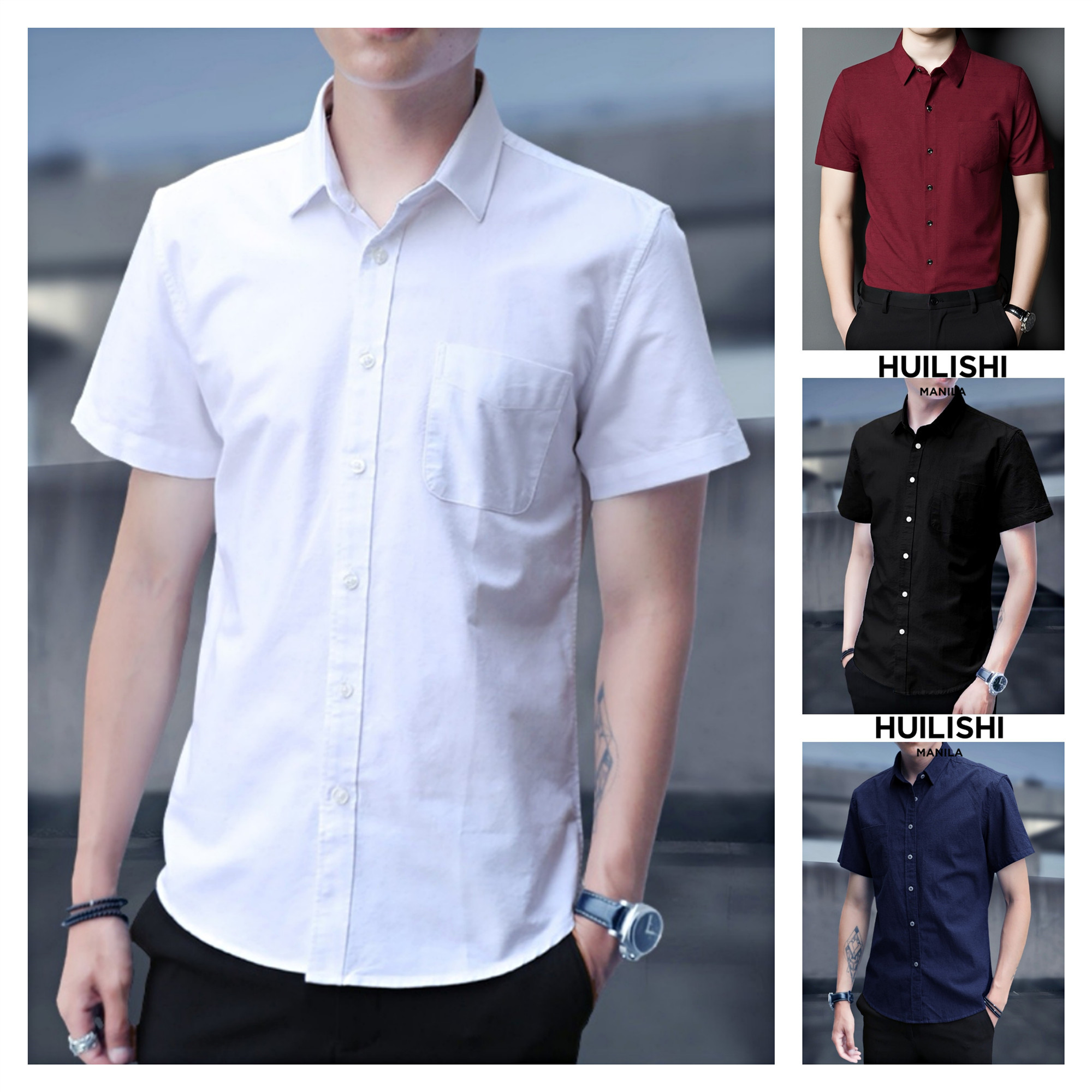 HUILISHI Korean Men's Pure Color Casual 