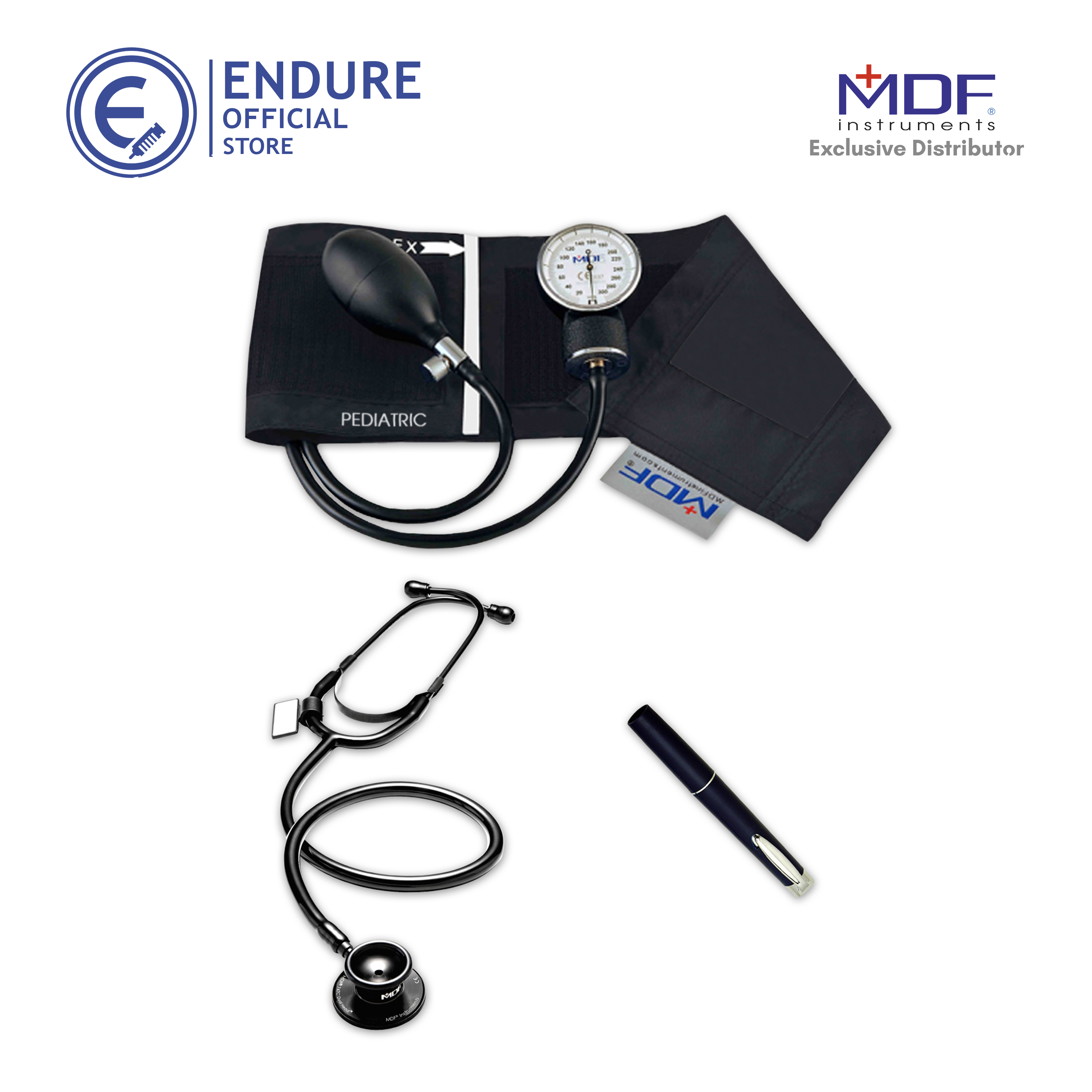 MDF Pediatric Sphygmomanometer (Black) Bundle with Pediatric