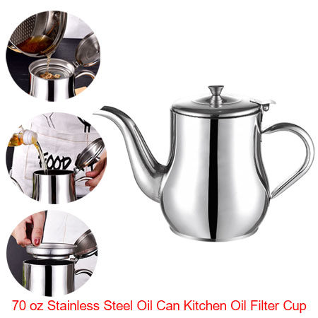 70oz OIL FILTER - Stainless Steel Oil Container Oil Tanks Leak-proof ...