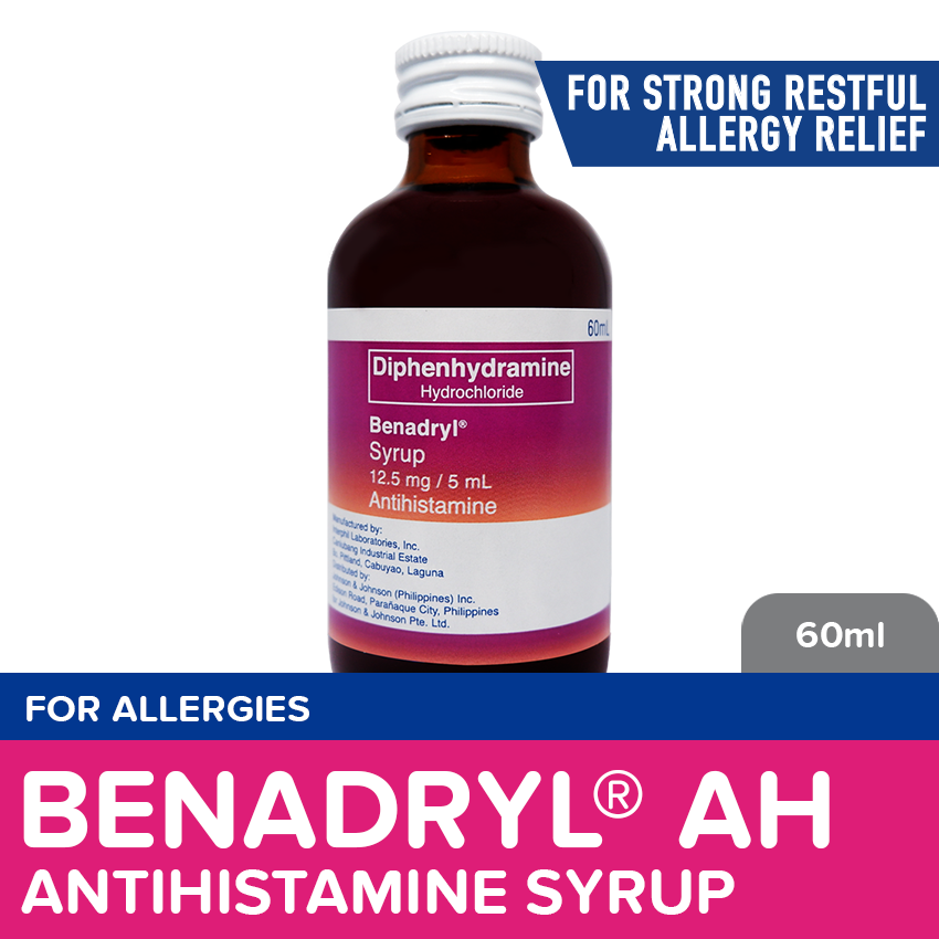 Benadryl Syrup 60ml Allergy medicine, Antihistamine, Diphenhydramine