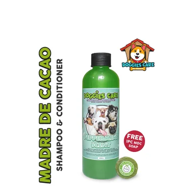 Madre de Cacao Shampoo & Conditioner with Guava Extracts 250ml - Peppermint Scent FREE MDC SOAP 1pc only Anti Mange, Anti Tick and Flea, Anti Fungal