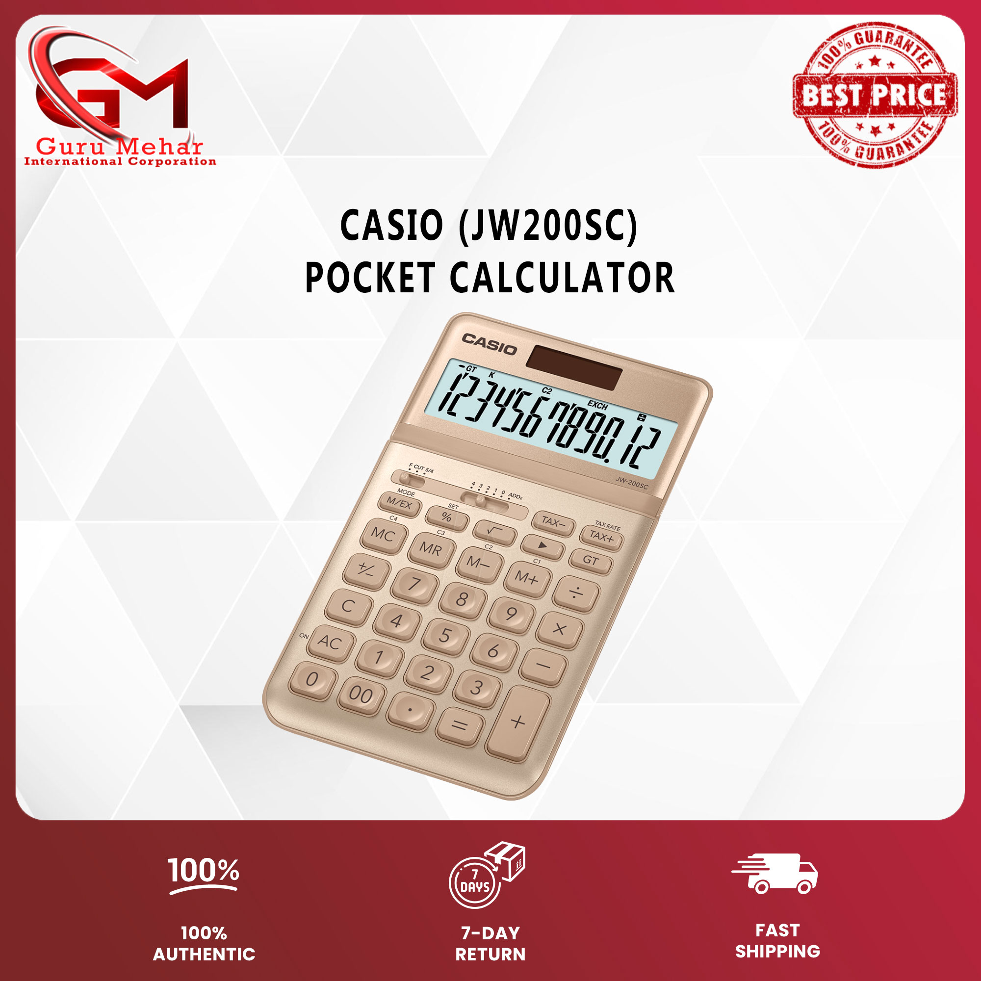ORIGINAL CASIO CALCULATOR JW200SC TAX AND EXCHANGE CALCULATIONS (WITH