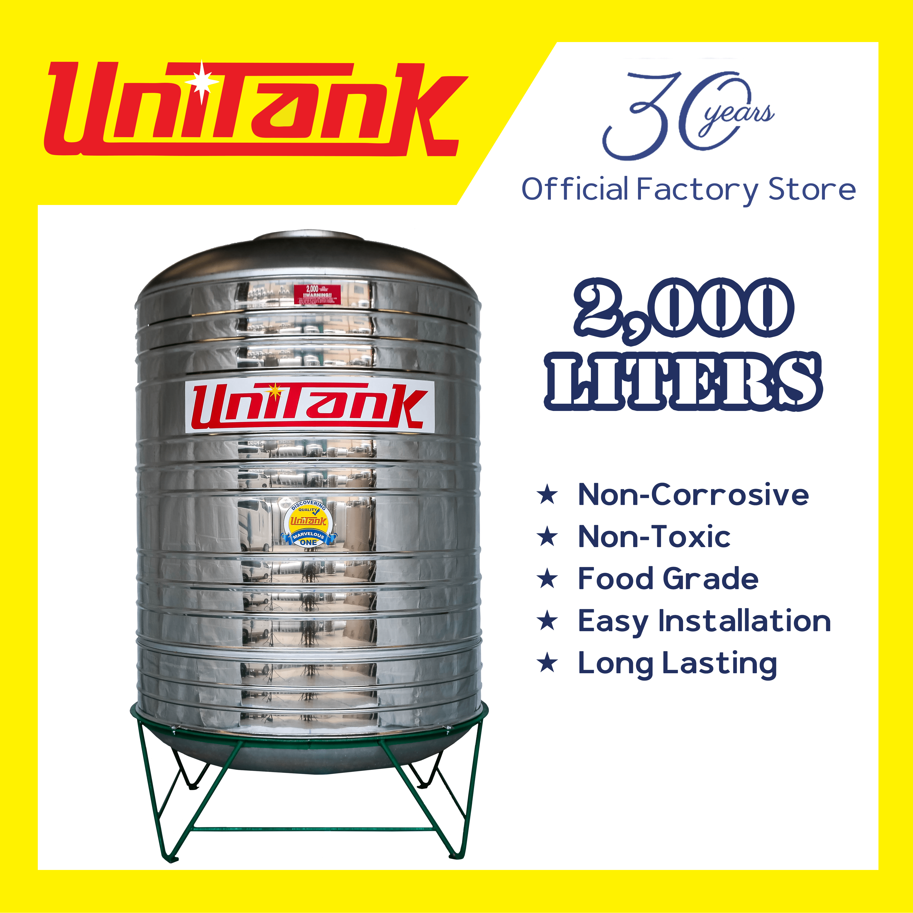 Unitank Vertical Stainless Steel Water Tank 2,000 Liters Lazada PH