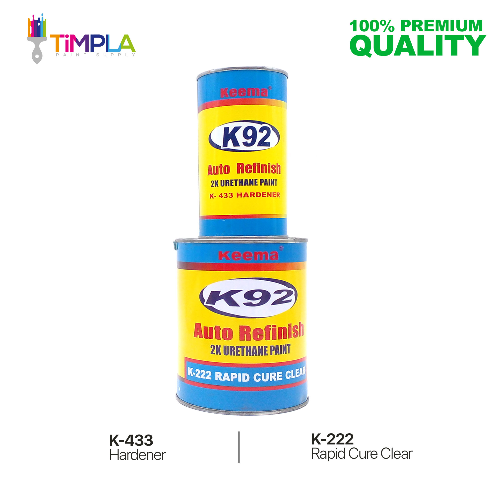 K92 333 RAPID CURE CLEAR WITH HARDENER 3/4 topcoat L 1/4 catalyst COLOR