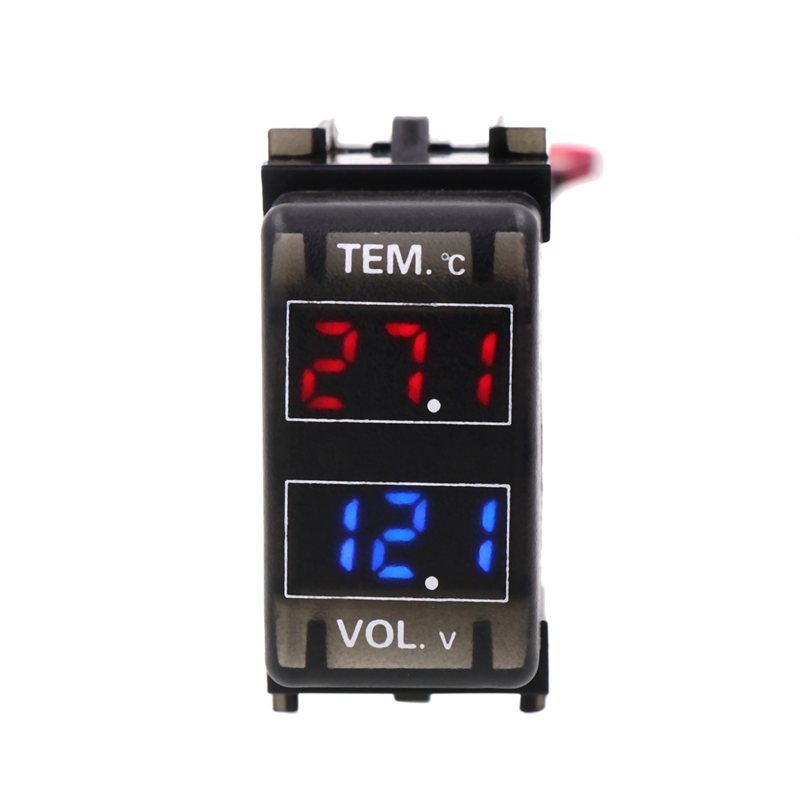 Car Digital Voltmeter Temperature Gauge 2 in 1 Voltage Temp LED Display Meter Position Installation for Nissan