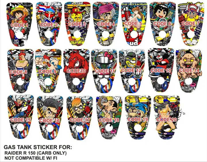 Raider 150 Carb Gas Tank Sticker Lazada Ph