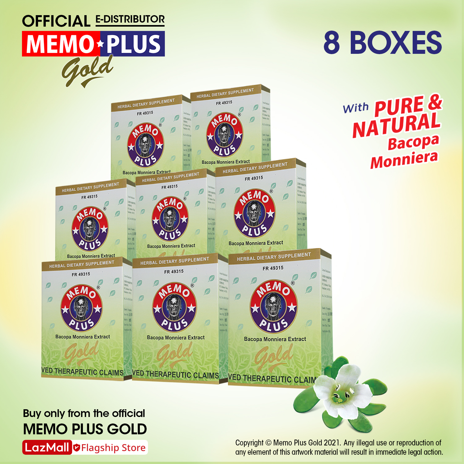 MEMO PLUS GOLD Dietary Supplement BACOPA MONNIERA Extract 30