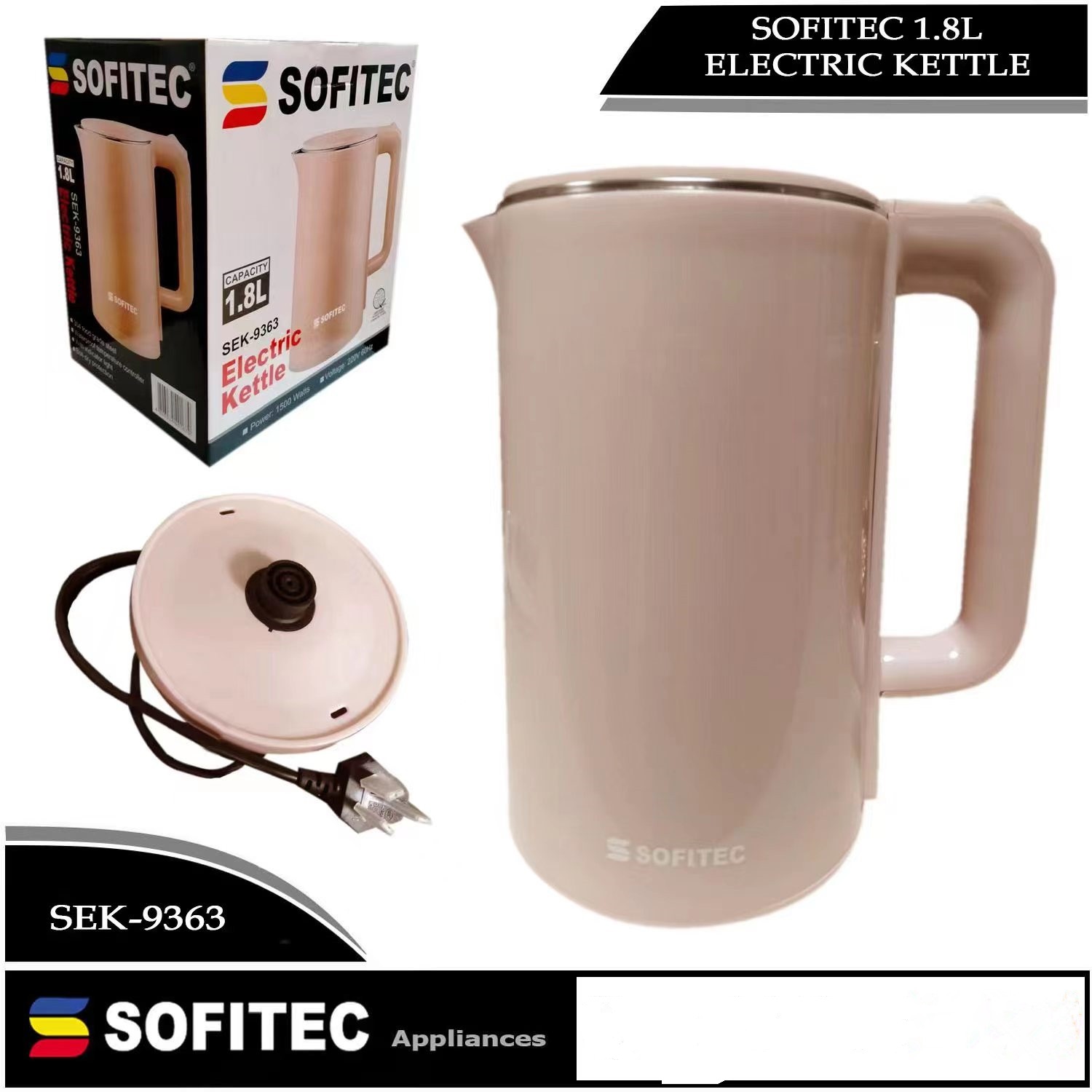 Aesthetic Design Pink Electric Kettle 1.8L Heavy Duty Thermos Fast Boil