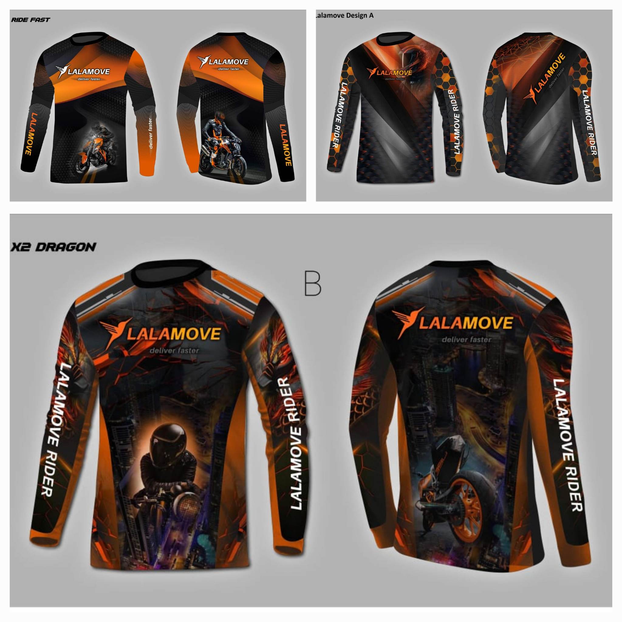 Lalamove Long Sleeves Dragon / Design A / Rider Fast Design Full Sublimation Drifit Uniform