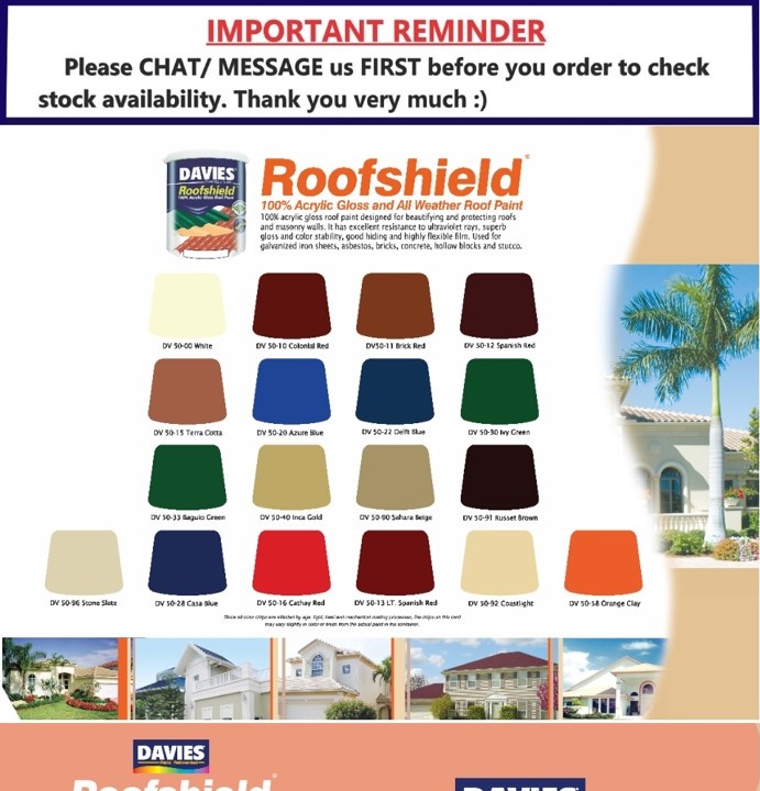 Davies Roofshield 100 Acrylic Gloss And All Weather Roof Paint Lazada Ph - Davies Paint Color Chart Philippines