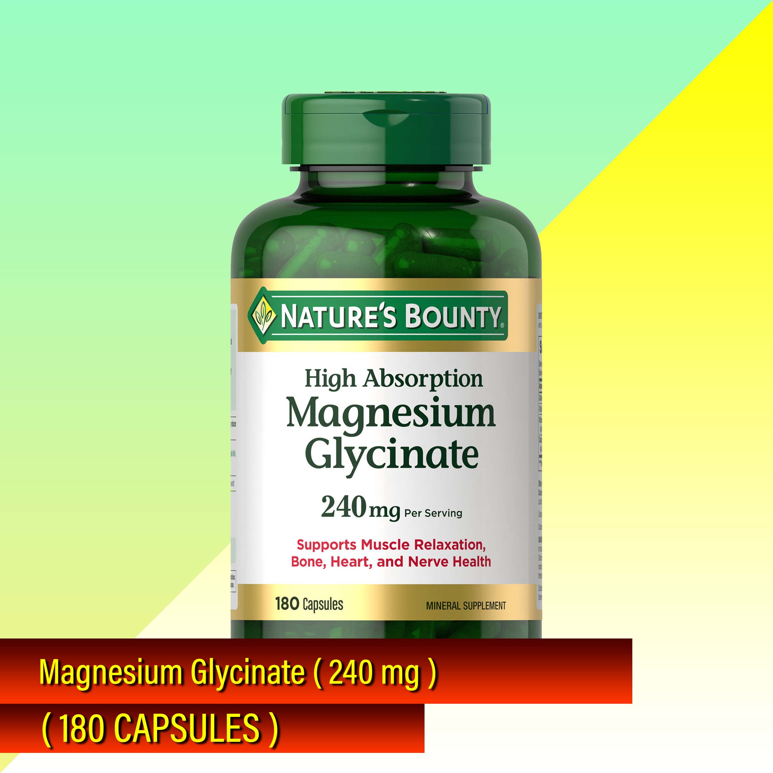 Nature's Bounty Magnesium Glycinate 240mg ( 180 Capsules ) Lazada PH