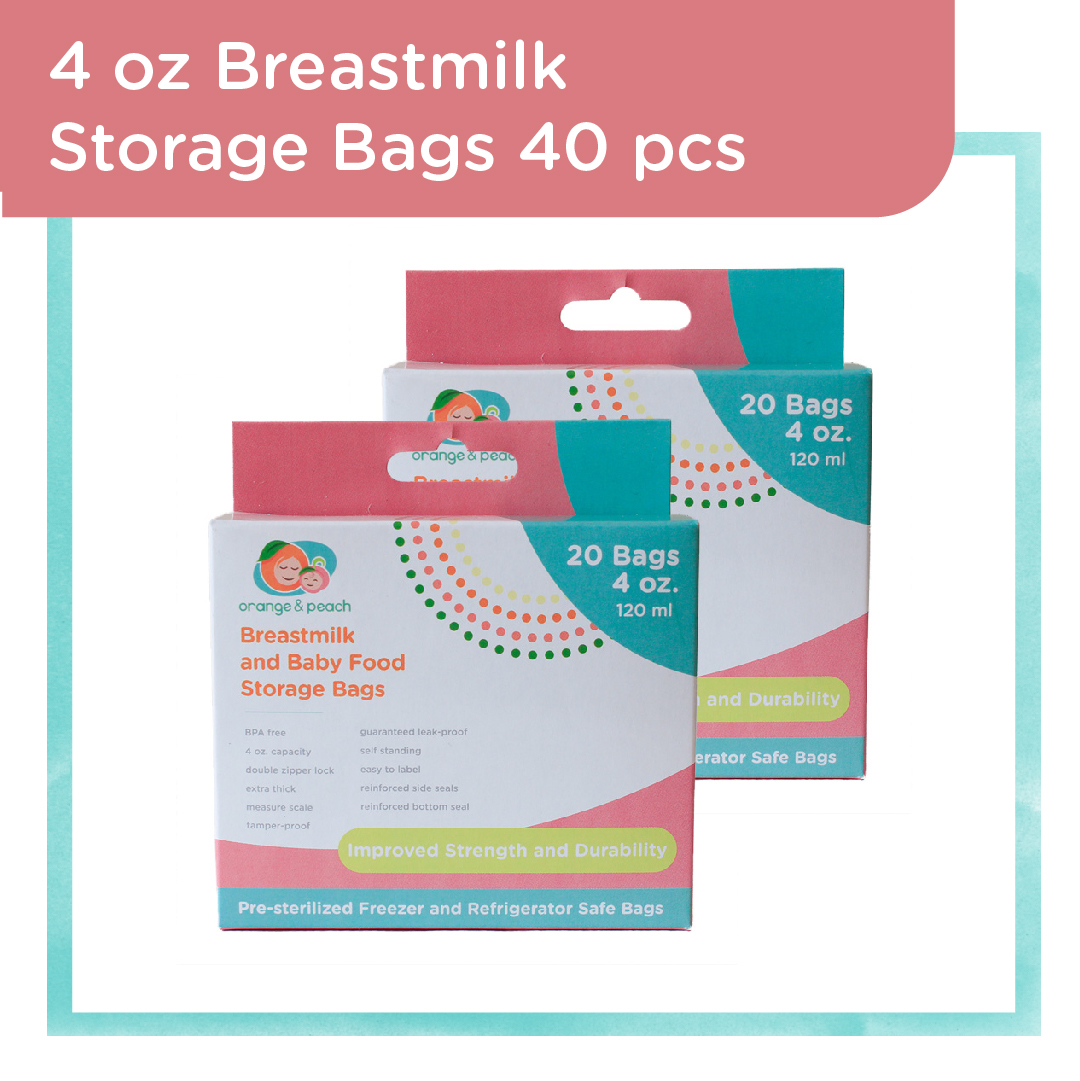 Orange and Peach Breastmilk Storage Bags 40 pcs. 4 oz. Baby Milk Bag