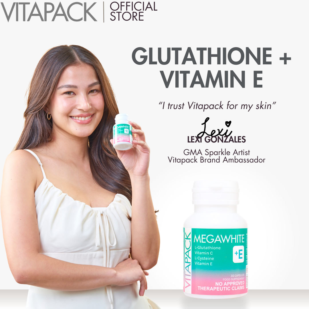 vitapack megawhite glutathione VITAPACK Megawhite Plus E Gluta Glutathione L-Cysteine Vitamin C All-in-One Whitening Capsule with Tocotrienol Vitamin E for Glowing Skin 30caps Tocotrienol Antioxidant Skin Capsules - Lazada