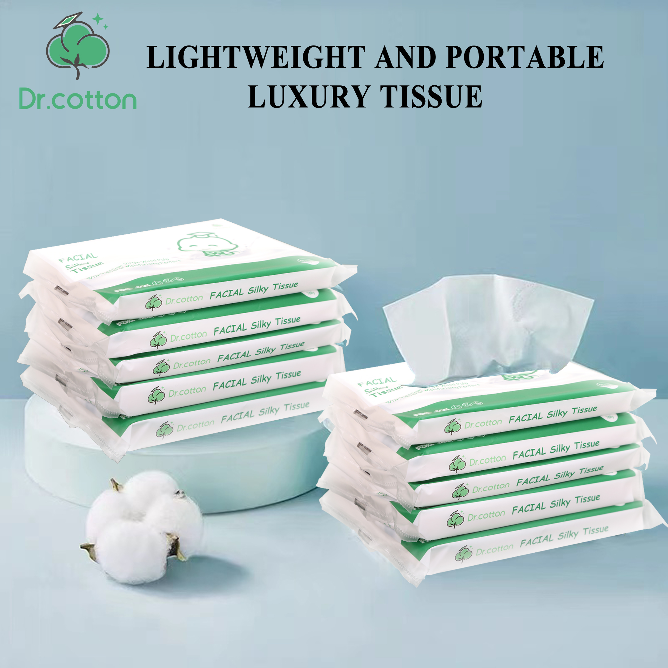 Silky Soft Facial Tissue Dr.Cotton 3ply 100% Premium Virgin Wood Pulp w ...