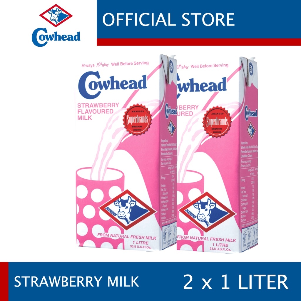 Cowhead Strawberry Milk 1L ( Pack of 2) [Cowhead Fresh Milk UHT] Lazada PH