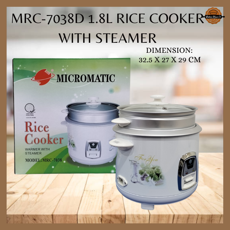 RICE COOKER WITH STEAMER 1.8 LITERS/ RICE COOKER/ RICE COOKER WITH