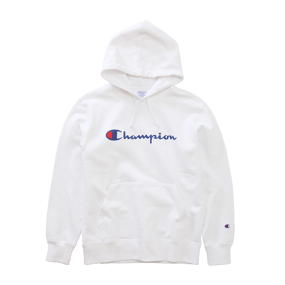 black white and red champion hoodie