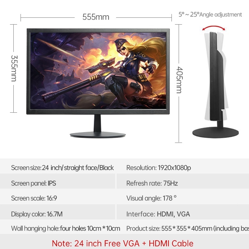 [Hot sale] Monitor Original Brand New 27/24/22/19/17 inch LED Monitor 75HZ PC Computer Game